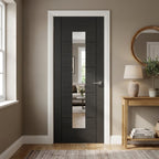 Internal Oak Door Black Fully Finished with 1 Light Clear Glass, Made-to-Measure