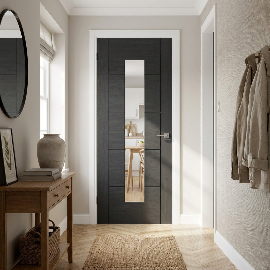 Internal Black Door Fully Finished with 1 Light Clear Glass 1981 x 762 mm