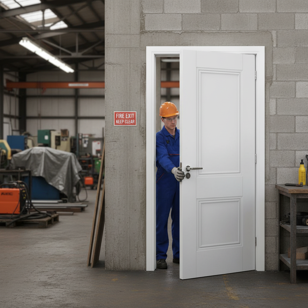Premium 2 Panel Fire Door with Solid Core Construction and Decorative Mouldings - High-Quality Professional Grade for Industrial and Commercial App...