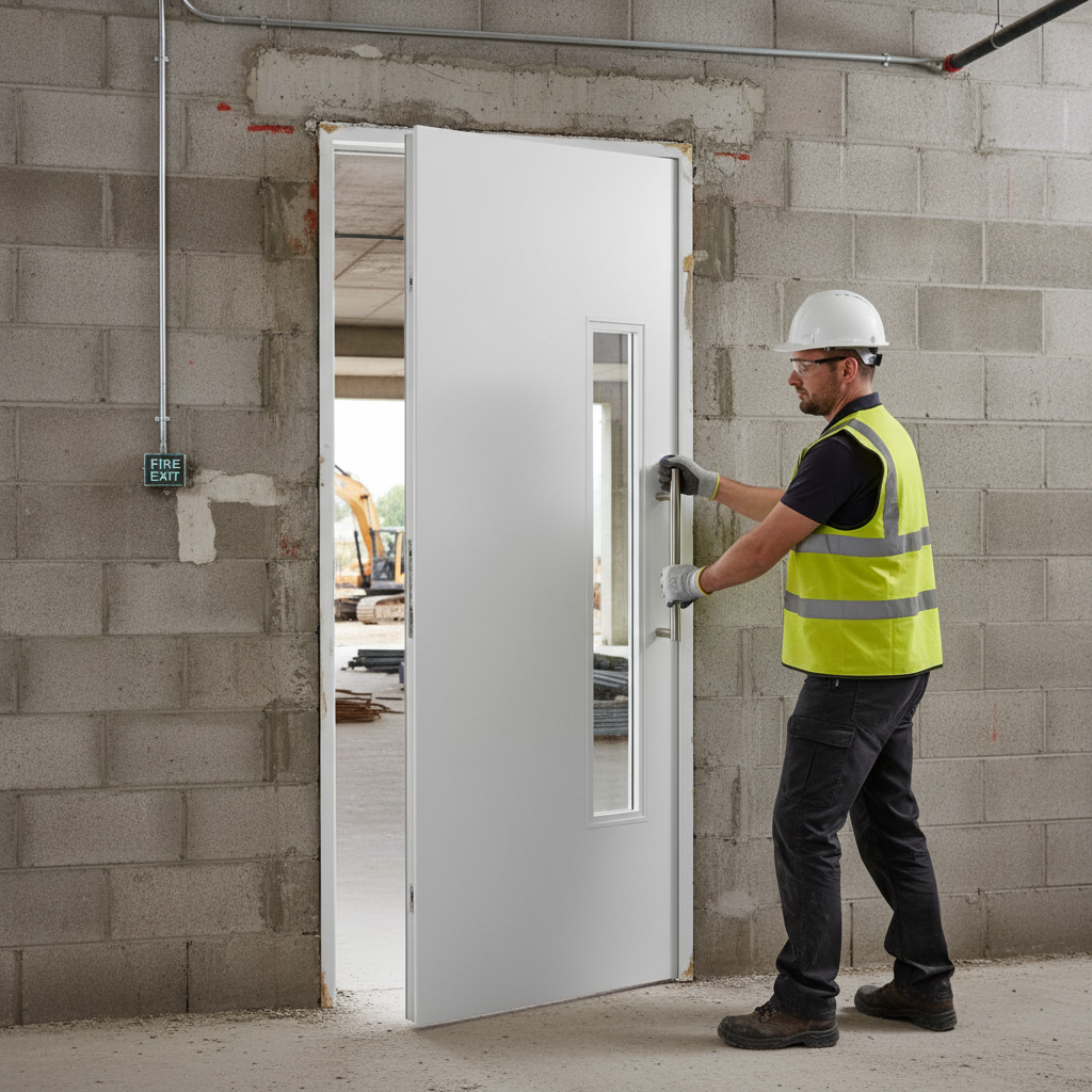 Premium Fire Rated Door with Solid Engineered Core and Clear Glazing for 30-Minute Protection