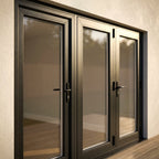 External Folding Patio Door in Matt Grey Aluminium with Clear Glass Glazing - detail view