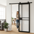 Premium Clear Glazed Sliding Door with Top Mounted Track System and Soft Close Option for Interior Spaces