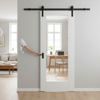 Premium Internal Sliding Door Set with Clear Glass Pane and Black Steel Track - Space Saving Design for Modern Homes - Image 2