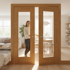Premium Clear Glazed Unfinished French Doors - Modern Design with Large Central Panels for Maximum Light Transfer