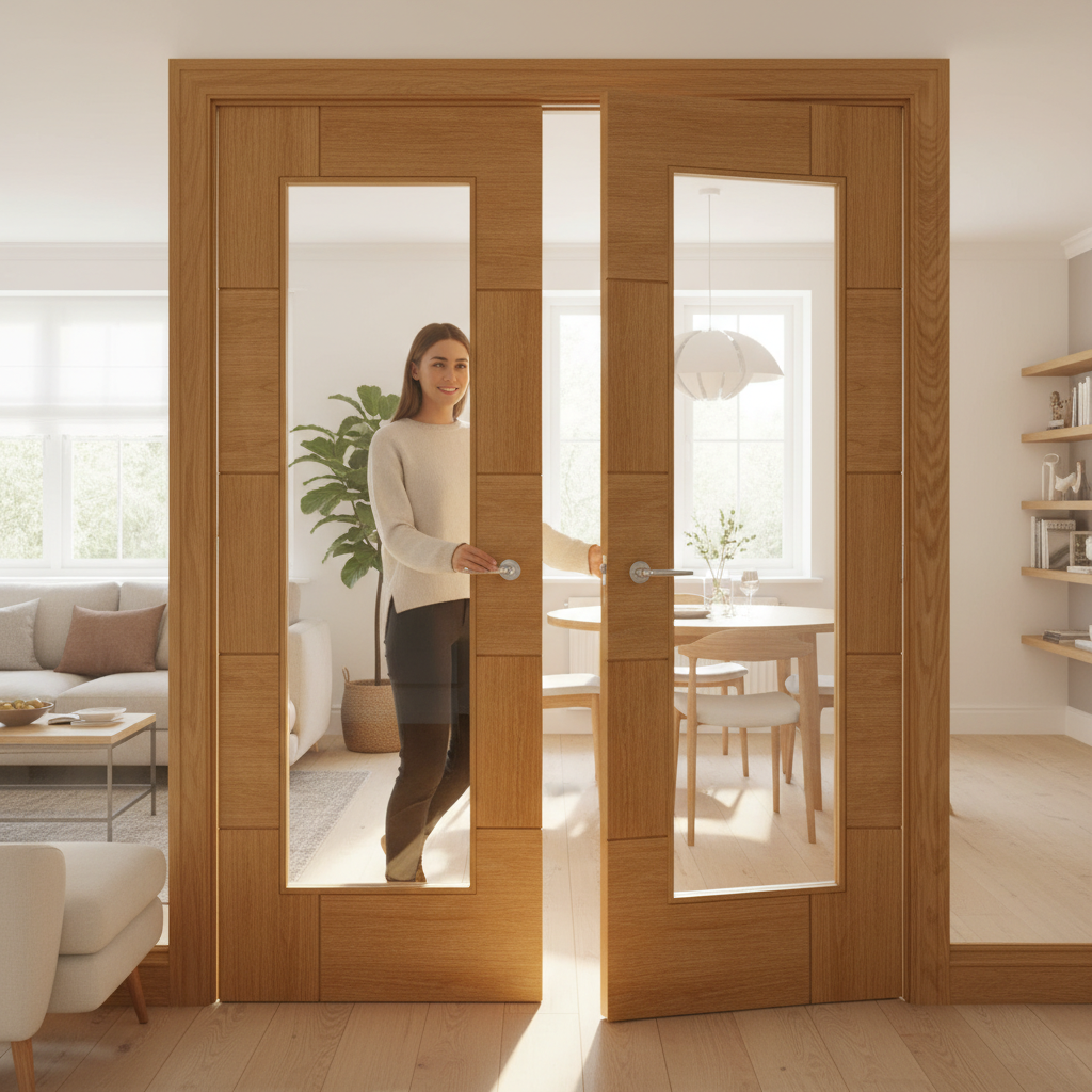 Premium Clear Glazed Unfinished French Doors - Modern Design with Large Central Panels for Maximum Light Transfer