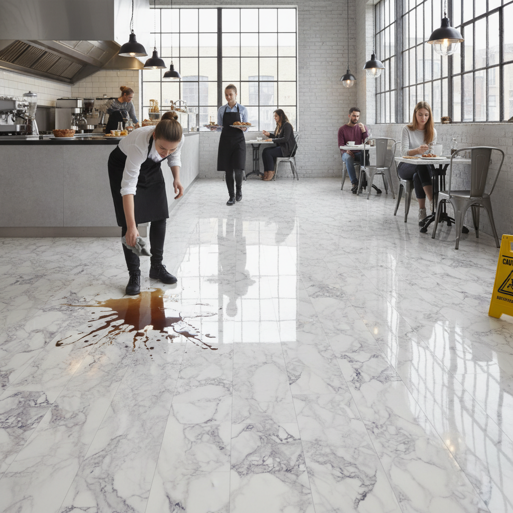 Premium 8.5mm High Gloss Wide Laminate Flooring with Marble Effect and Water-Resistant Technology for Elegant Interiors