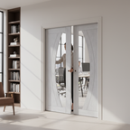 Premium Clear Glazed Double Pocket Door Set with Ash Veneer and Galvanised Steel Frame