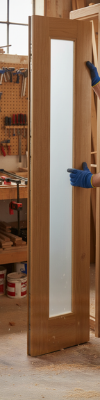 Premium Contemporary Unfinished Oak Obscure Glazed Sidelight with Solid Timber Lippings for Trimming