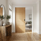 Internal Oak Pocket Door Set, 100mm, Fully Finished, Edison 7 Panel Design