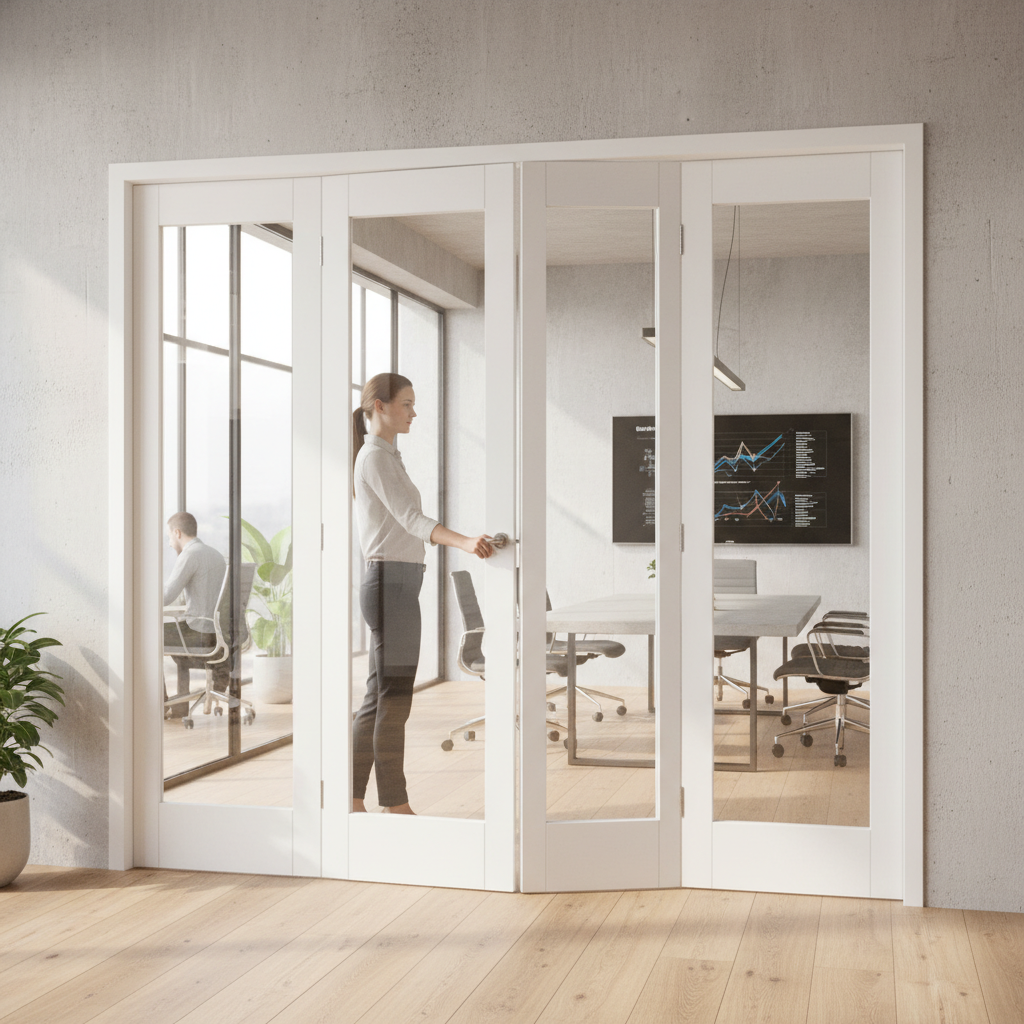 Premium Clear Glazed Bifold Doorset with Pattern 10 Design - Top-Hung System for Elegant Room Dividing