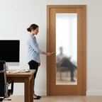 Premium Oak Shaker Pattern 10 Obscure Glazed Door with Toughened Safety Glass for Enhanced Privacy and Light Flow