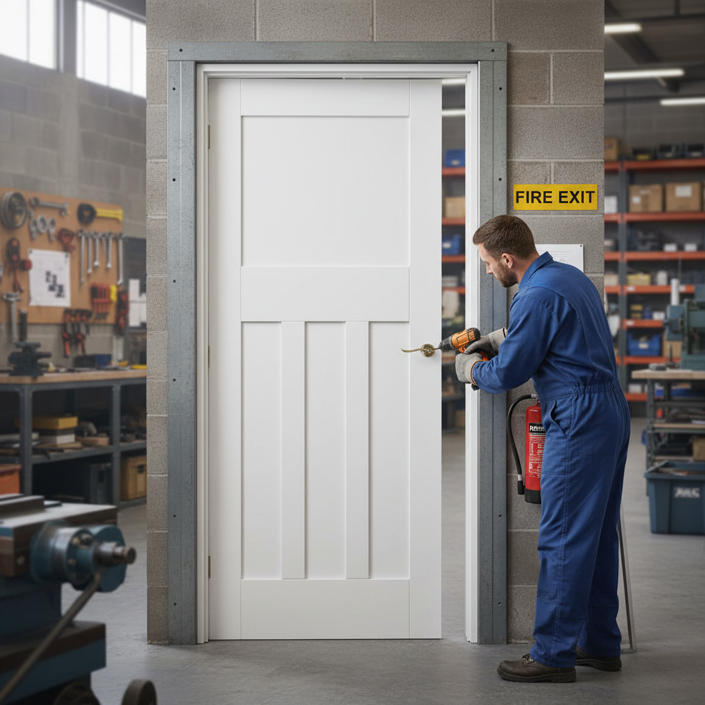 Premium White Primed Fire Door with Solid Engineered Core and Classic Design - 30-Minute Fire Rating