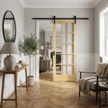 Clear Pine Internal Sliding Door, Unfinished, Solid Core, Clear Glass Glazing