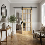 Clear Pine Internal Sliding Door, Unfinished, Solid Core, Clear Glass Glazing