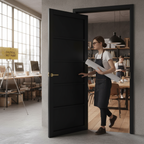 Premium Custom Made Industrial Style Door - Black 5 Panel with Solid Softwood Core and 10-Year Warranty