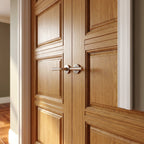 Internal Unfinished Oak Shaker 4 Panel Door Pair, Solid Core - detail view
