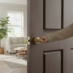 Premium Satin Brass Door Handle Pack with Curved Lever Design and 10-Year Mechanical Guarantee