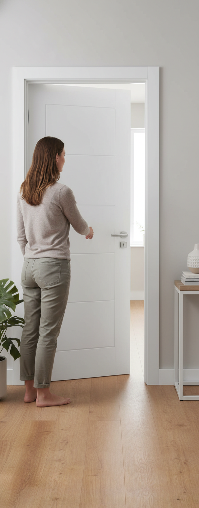 Premium Internal Smooth White Primed Ladder Style Door with Four Panels - Fire Rated Option Available