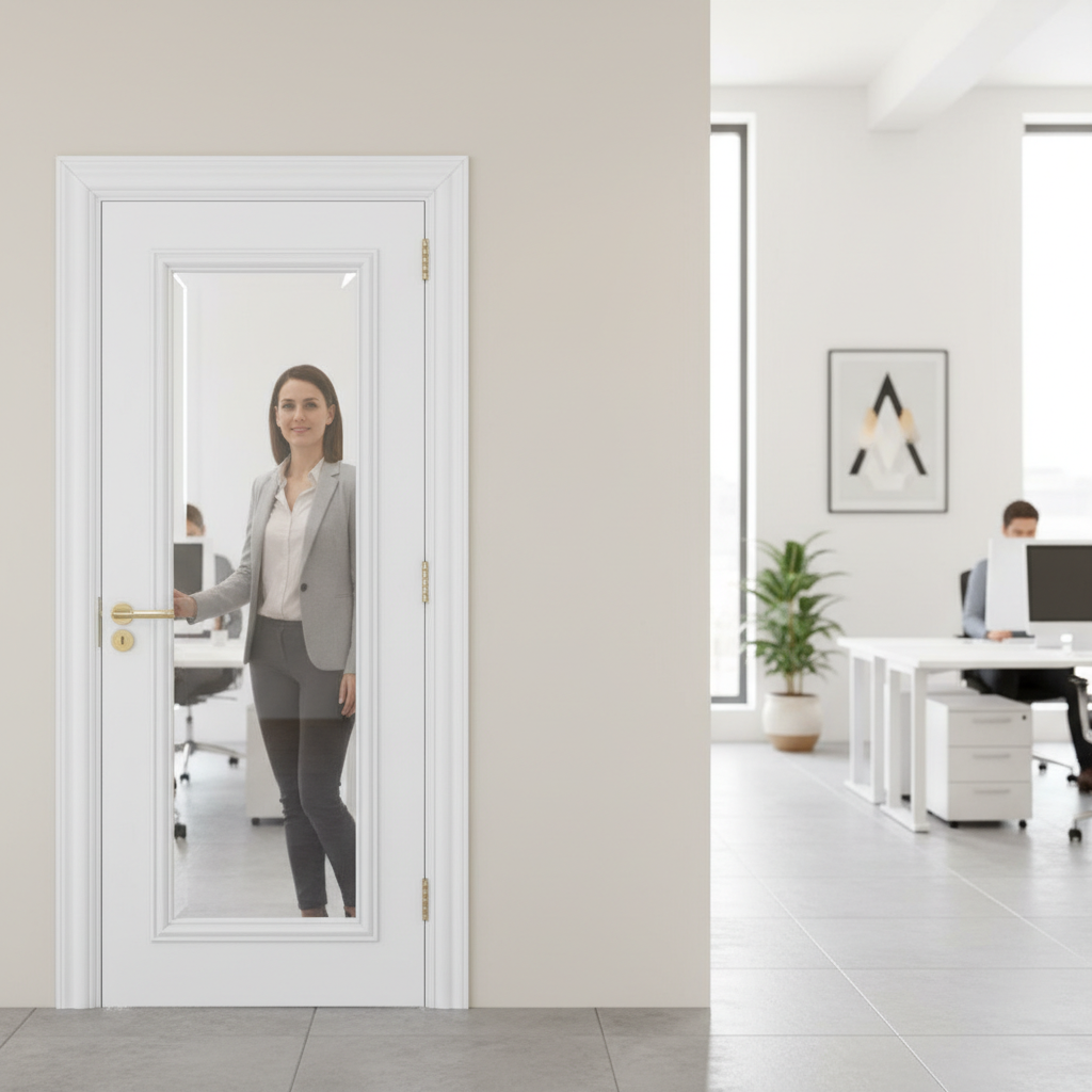Premium Clear Bevelled Glazed Door with White Primed Finish and Elegant Design - High-Quality Professional Grade for Industrial and Commercial Appl...
