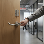 Premium CE13 Fire Door Handle Set with Round Lever Design in Satin Nickel Finish for 30 Minute and 60 Minute Fire Doors - Image 2