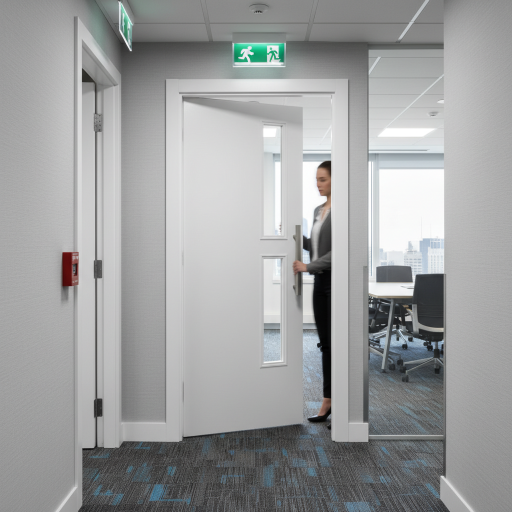 Premium Flush Fire Rated Door with Clear Glazing and Solid Engineered Core for Commercial Spaces