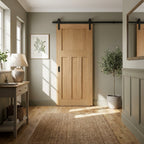 Internal Oak Sliding Door Unfinished 1930's 4 Panel Design Black Face
