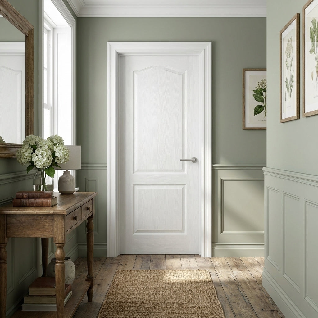 Internal White Arch Door Classique 2 Panel Textured Moulded Finish