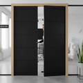 Premium 5 Panel Double Pocket Door Set - Industrial Style, Galvanised Steel Frame, Maintenance-Free Track System