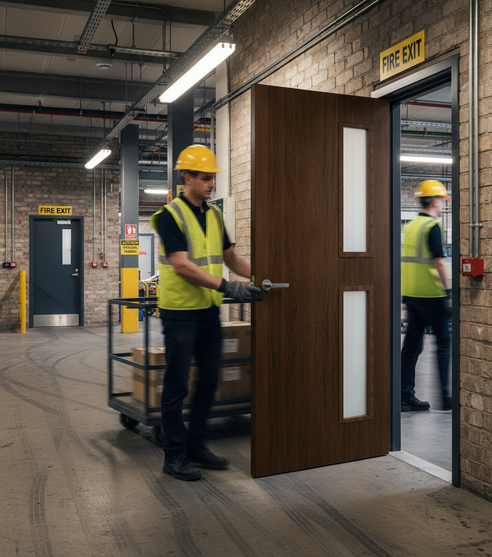Premium Custom Made FD30 Glazed Walnut Fire Door for Interior Spaces - Bespoke Design Options Available