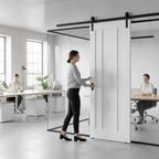 Premium White Primed Internal 3 Panel Sliding Door with Black Mounting Kit for Modern Home Design - Image 2