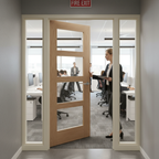 Premium Unfinished Shaker Fire Door with Clear Glazing, Engineered Timber, and A-Grade American Oak Veneer