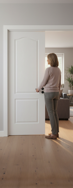 Premium Classical 2P White Moulded Fire Door - Half Hour Fire Rated with Raised Panels and Textured Finish