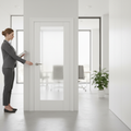 Premium Internal White Door with Ocean Glass Pane - Primed, Textured Finish, and Trimmable Design for Modern Interiors