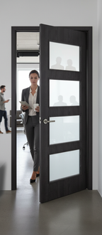 Premium Custom Made Dark Grey Ash Flush Glazed Internal Door with Solid Core and Clear Safety Glass