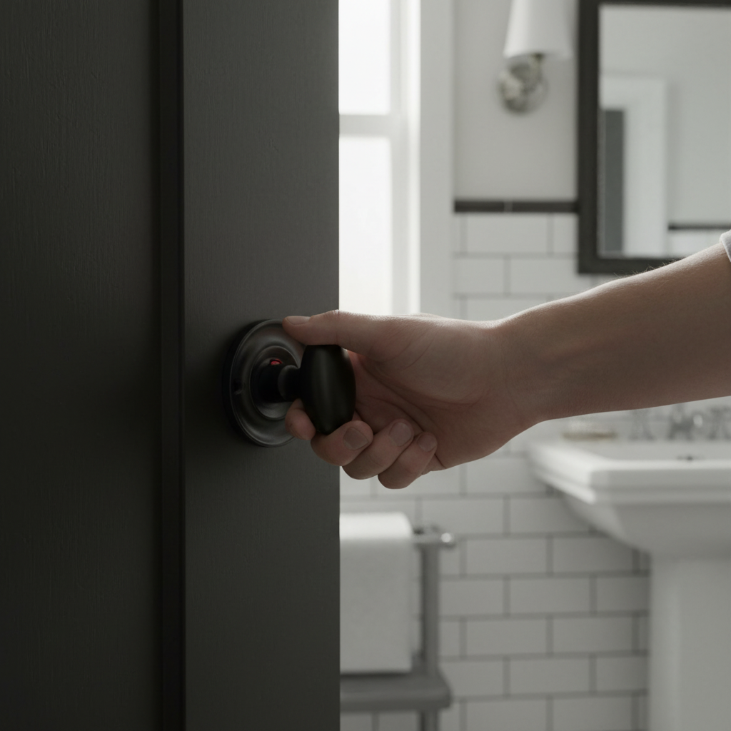 Premium Solid Brass WC Turn and Release Knob in Matt Black Finish for Stylish Door Solutions - Image 2