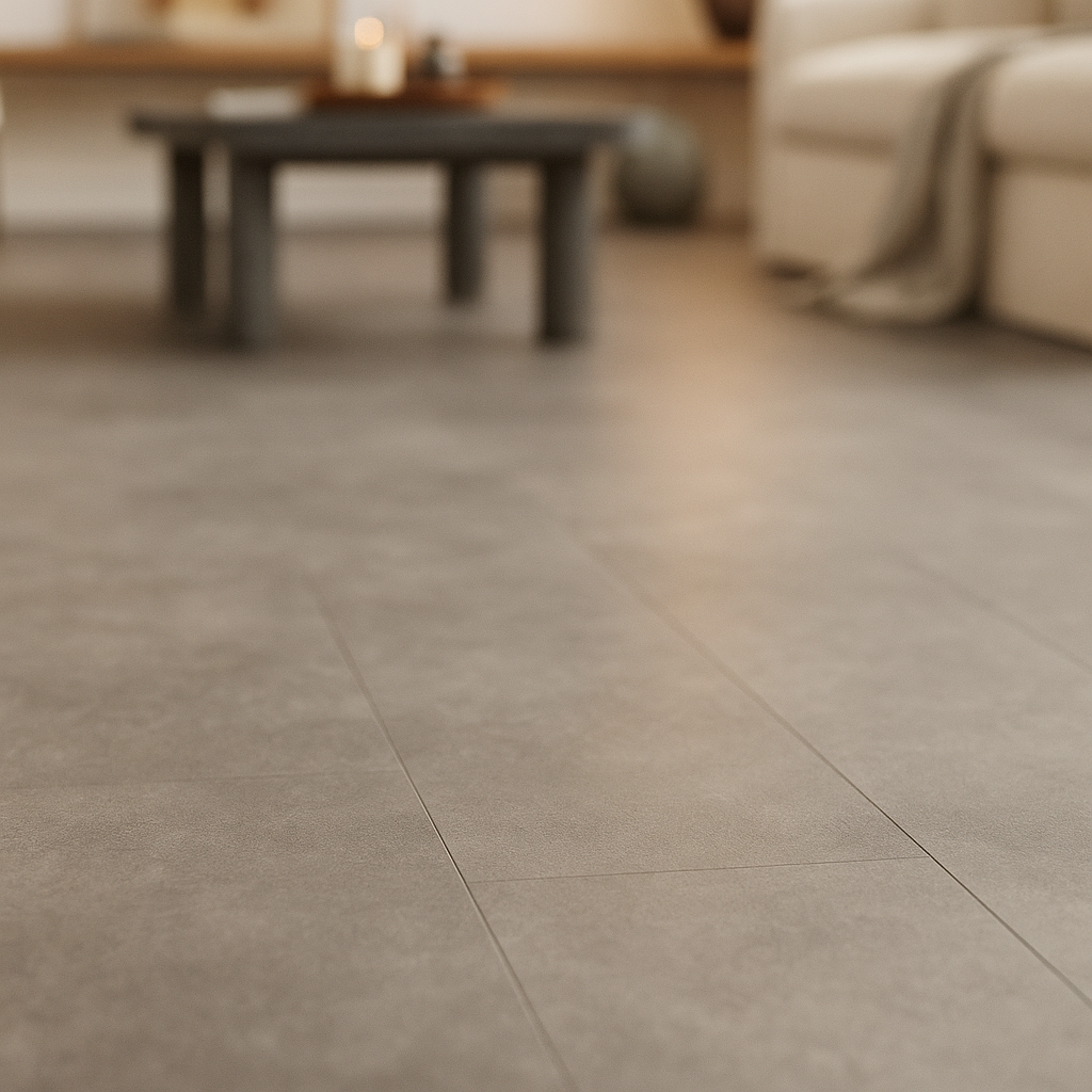 5mm Embossed Rigid Core LVT Flooring in Concrete Stone - Prime Plus - detail view