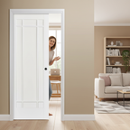 Premium 9 Panel White Pocket Door Set with Adjustable Frame and Galvanized Steel Structure for Elegant Interior Spaces