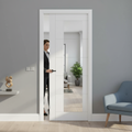 Premium White Flush Pocket Door Set with No Bottom Track and 15-Year Guarantee - Space-Saving and Modern Design