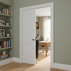 Premium White Primed Pocket Door Set with 2 Panels and Galvanised Steel Frame for Easy Installation