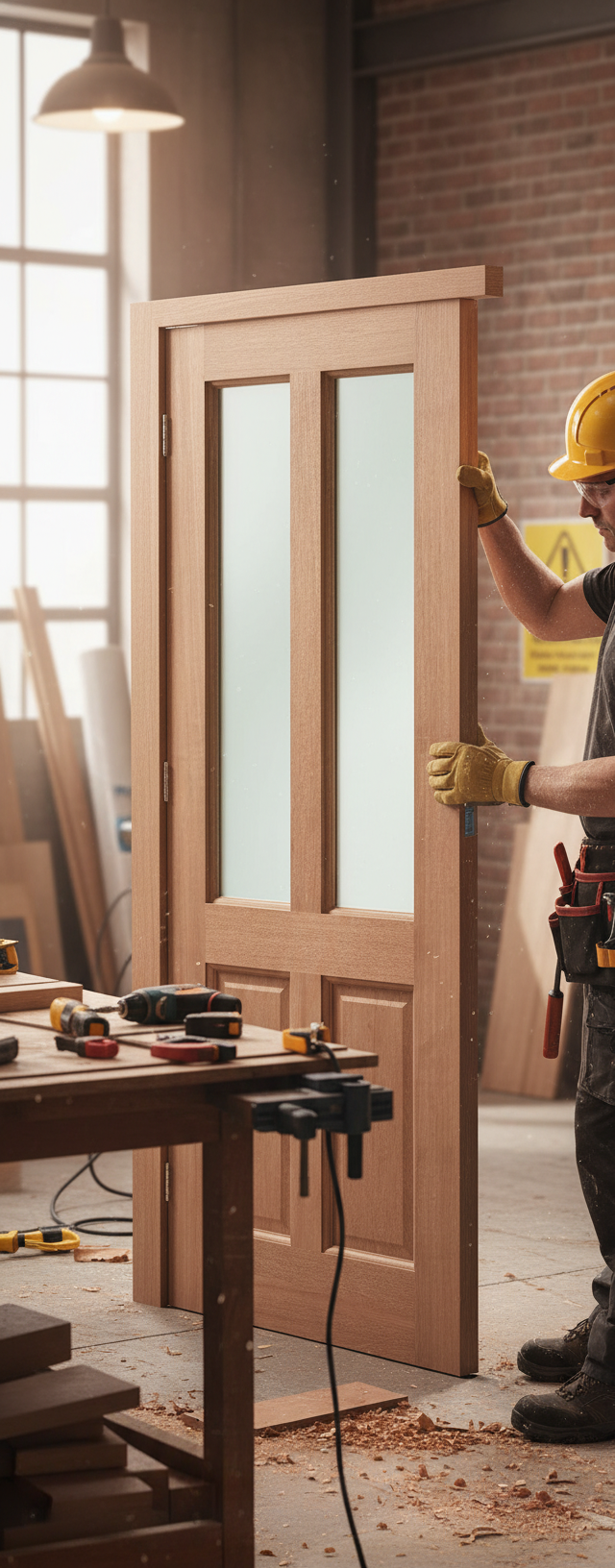 Premium Hardwood Obscure Glass Dowelled Single Glazed Door - Classic Design for Enhanced Privacy