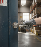 Premium Door Lever Handle on Round Rose with Satin and Polished Chrome Finish for Modern Interiors