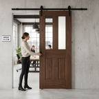 Fully Finished Victorian 1 Light Sliding Door with Clear Glass Panels and Black Steel Track for Space-Saving Elegance -...