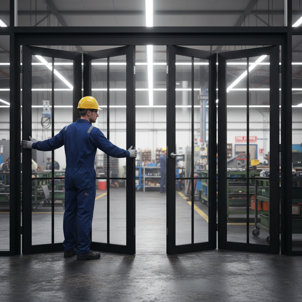 Premium Industrial Style Folding Doors - 4 Configurations with Slim Frames and Glass Panels