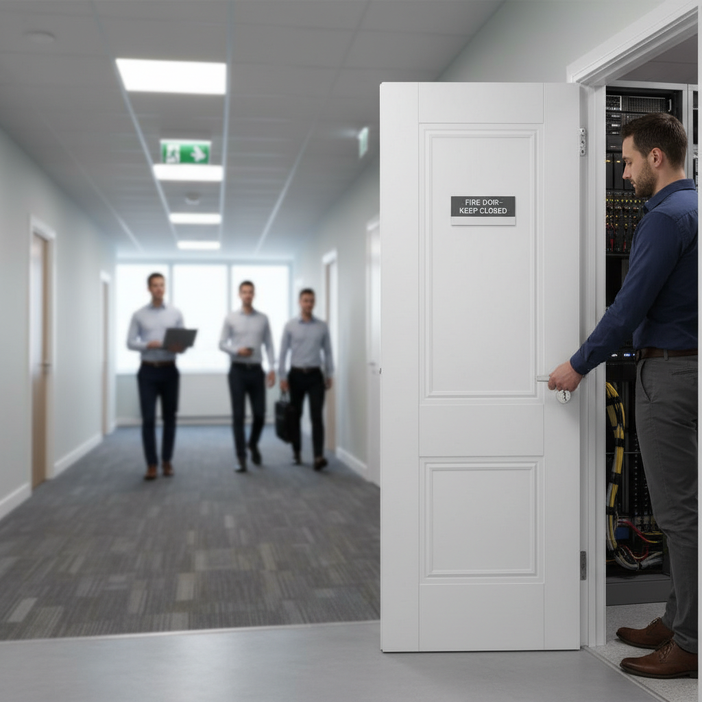 Premium 2 Panel Fire Door with Solid Core Construction and Decorative Mouldings - High-Quality Professional Grade for Industrial and Commercial App...