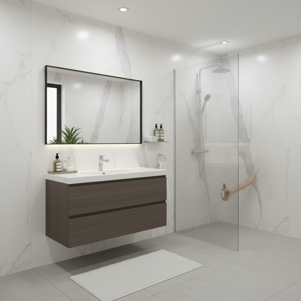 Premium PVC Gloss Waterproof Wall Panelling with Marble Finish for High-Moisture Environments - Image 2