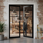 Premium Industrial Studio 3 Light Fully Finished Black Pair Door with Glazed Lights for Modern Interiors