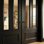Internal Fully Finished Jet Black 3 Panel Door with Clear Glass - detail view