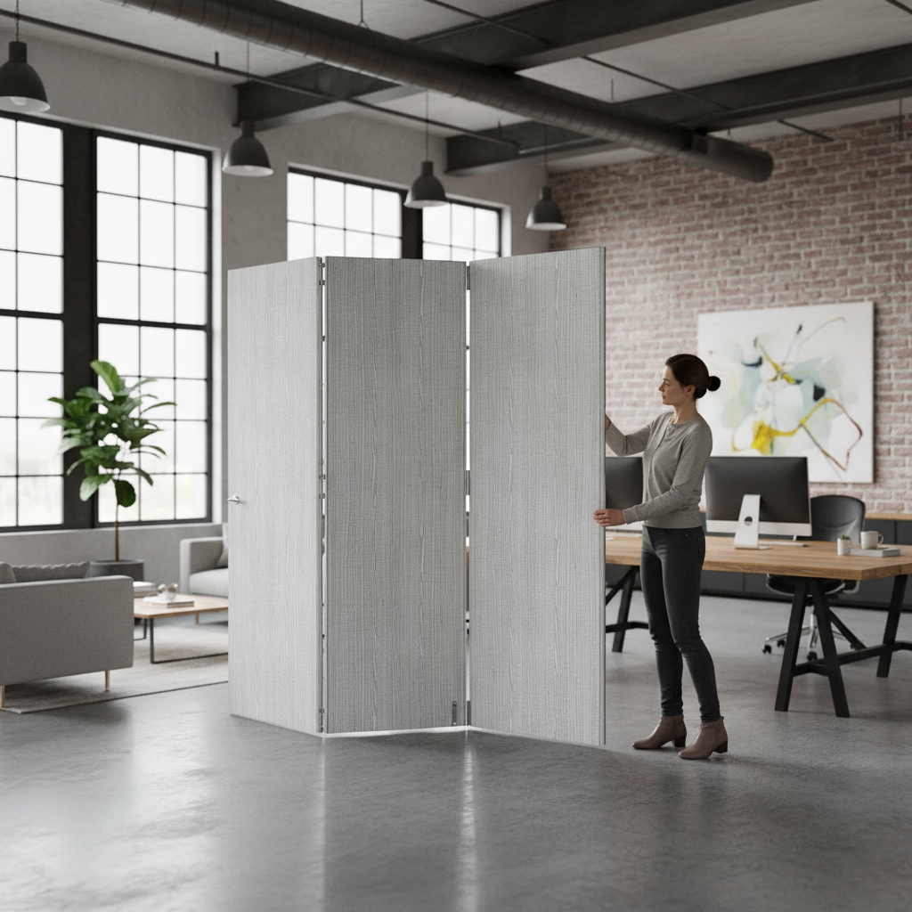 Premium Light Grey Room Divider with Top Hung System for Flexible Space Management and Various Configurations