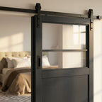 Internal Fully Finished Black Door with 1 Panel 2 Light Clear Glass Design - detail view
