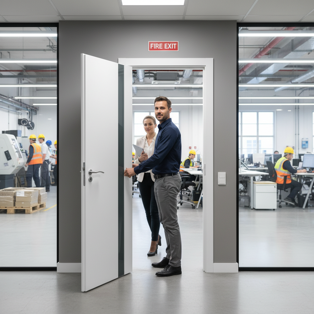 Premium Internal Fully Finished FD30 Fire Door with Dark Grey Insert for Modern Interiors